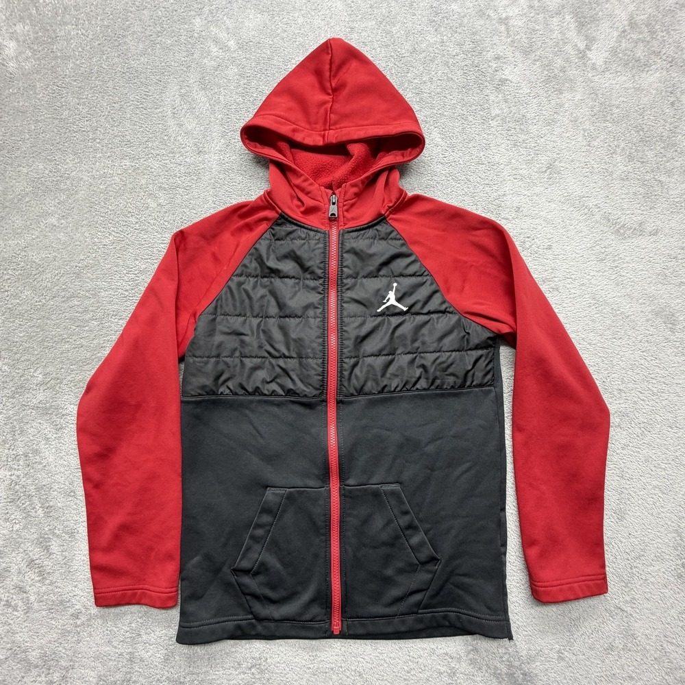 Jordan Hoodie Unisex Kids 12-13 Years Red Full Zip Hooded Fleece Jumpman Logo